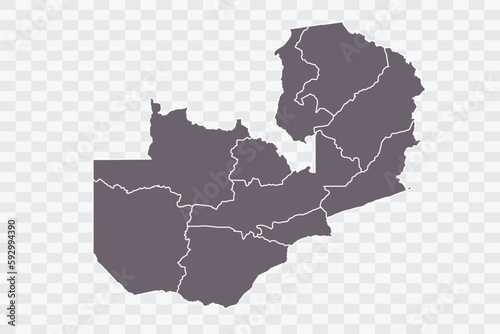 Zambia Map Grey Color on White Background quality files Png