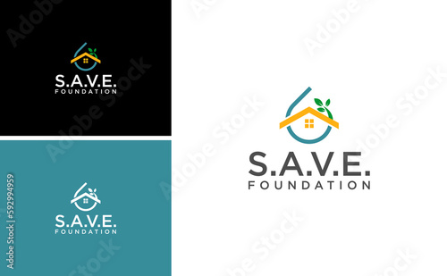 save foundation logo ,home and hand care with leaf vector