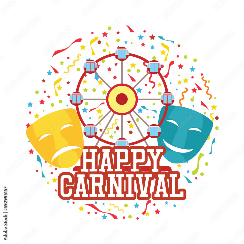 Happy carnival festive concept isolated on white background. vector illustration