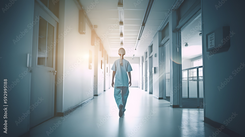 Hallway of a hospital, created with Generative AI Hallway of a hospital, created with Generative AI