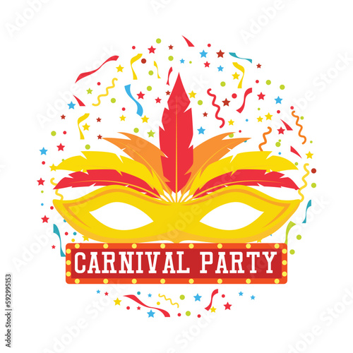 Happy carnival festive concept isolated on white background. vector illustration