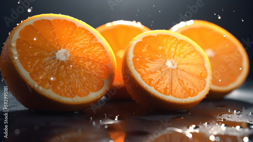 Slices of fresh oranges  created with Generative AI