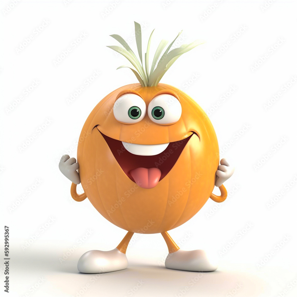 3d orange fruit cartoon character