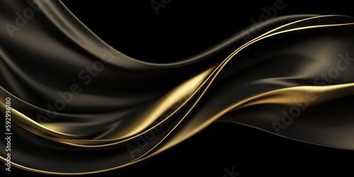 Abstract luxury swirling black gold background. Gold waves abstract background texture. Print, painting, design, fashion. 