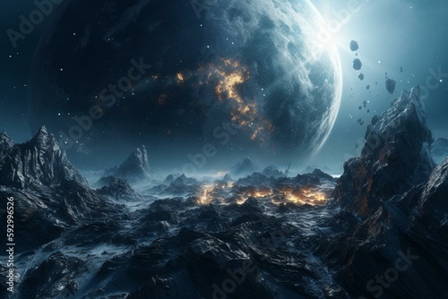frozen planet in space, Generative AI