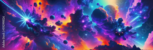 パノラマ　銀河　ギャラクシー　宇宙　惑星　イメージ　イラスト