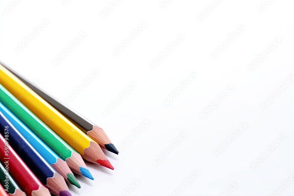 Obraz premium School materials in a flat lay on a white background. Generative AI
