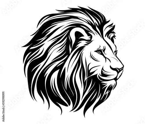 Fototapeta Naklejka Na Ścianę i Meble -  Lion Face, Silhouettes Lion Face SVG, black and white Lion vector