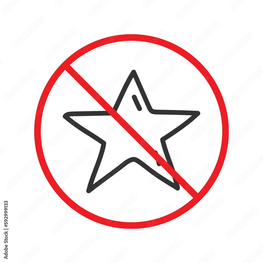 No star icon. Forbidden stars icon. No shuttle vector symbol. Prohibited vector icon. Warning, caution, attention, restriction flat sign design. Do not pictogram. UX UI icon No star icon. Forbidden stars icon. No shuttle vector symbol. Prohibited vector icon. Warning, caution, attention, restriction flat sign design. Do not pictogram. UX UI icon