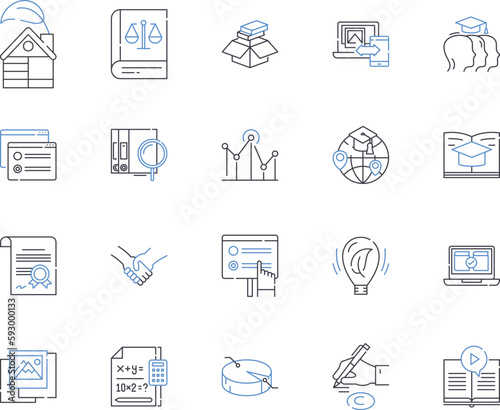 Cognitive science outline icons collection. Cognition, Neuroscience, AI, Intelligence, Psychology, Brain, Perception vector and illustration concept set. Semantics, Knowledge, Memory linear signs