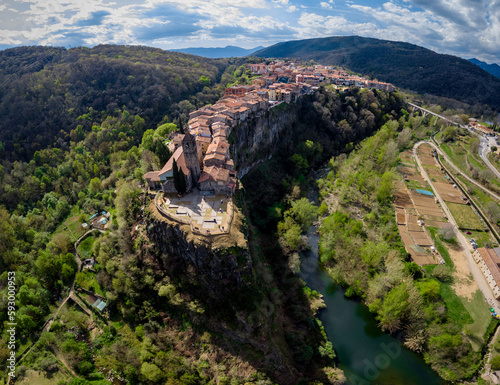 Vista desde arriba de Castellfollit de la roca, un precioso pueblo medieval de Girona ( Cataluña - España)  photo