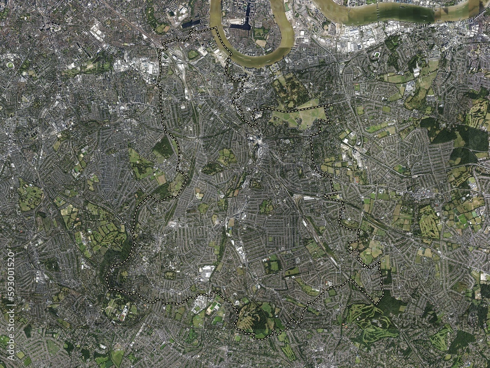 London Borough of Lewisham, England - Great Britain. High-res satellite. No legend