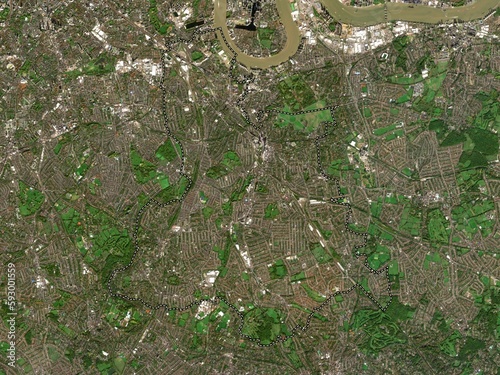 London Borough of Lewisham, England - Great Britain. Low-res satellite. No legend photo