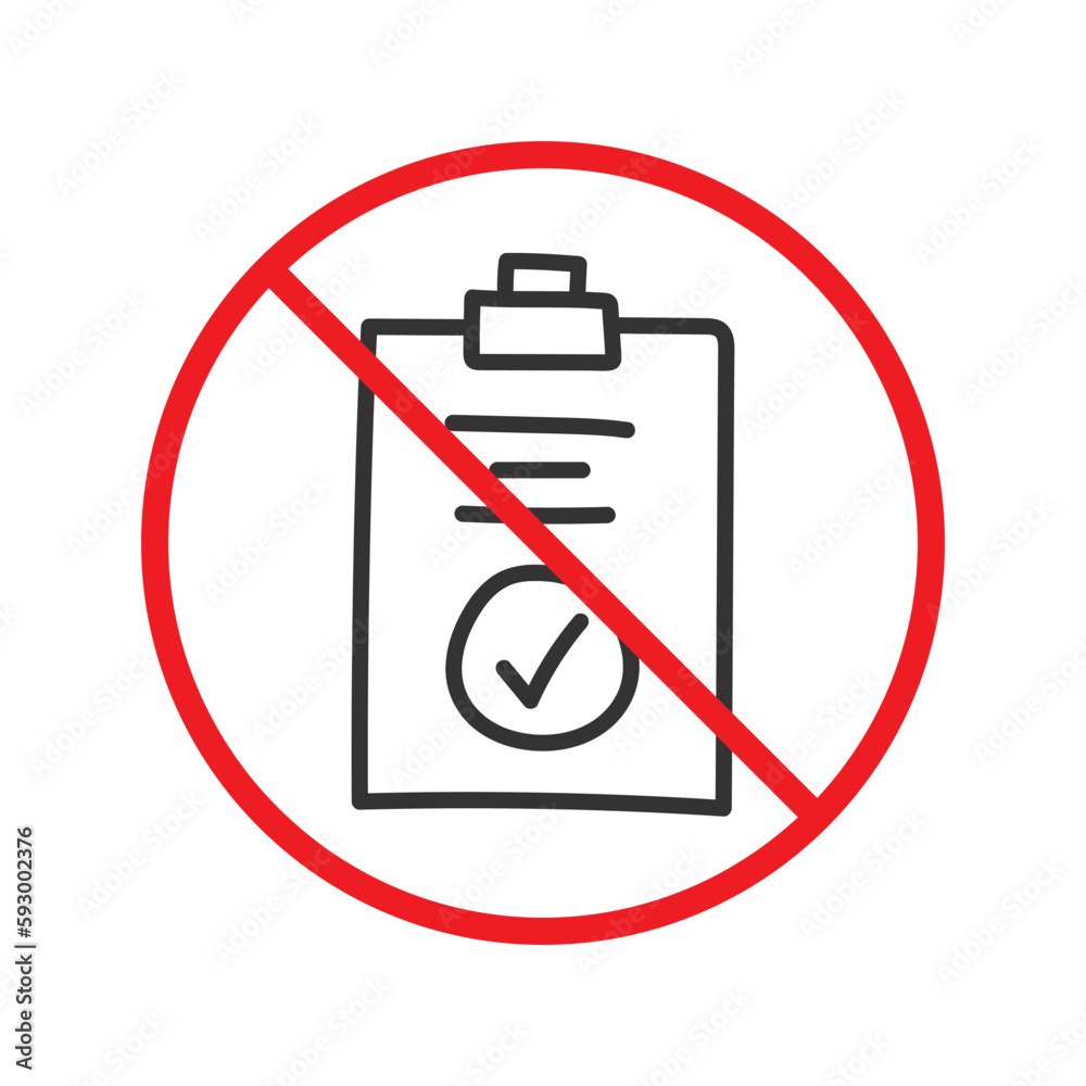 No document checkmark icon. Forbidden file icon. No checkmark vector sign. Prohibited editing vector icon. Warning, caution, attention, restriction flat sign design. Do not edit. UX UI icon No document checkmark icon. Forbidden file icon. No checkmark vector sign. Prohibited editing vector icon. Warning, caution, attention, restriction flat sign design. Do not edit. UX UI icon