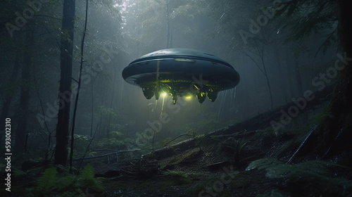 ufo in the night created with Generative AI Technology