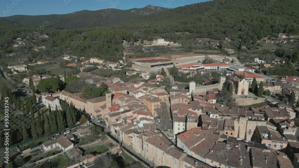 Aerial view of Aups town, Provence (France)