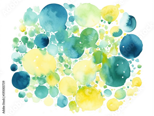 水彩で描いた緑色の水玉模様