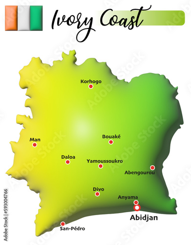 Elfenbeinküste, Fläche und Flagge