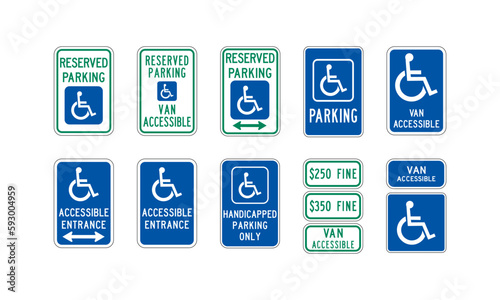Disabled Parking Signs set. Vector illustration