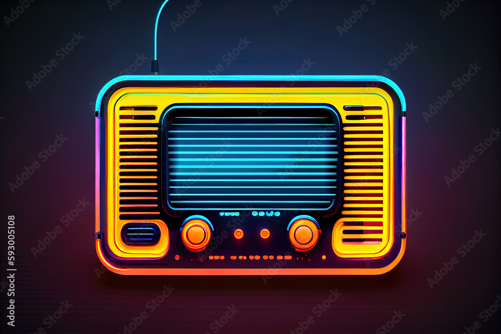 Fototapeta premium Classic tape cassette with earphone on pink background. Generative Ai