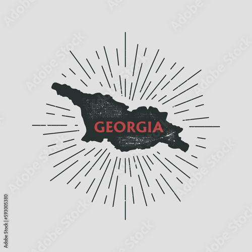 Vintage Georgia map with grunge texture and emblem. Georgia vintage print for t-shirt. Trendy Hipster design. Vector illustration