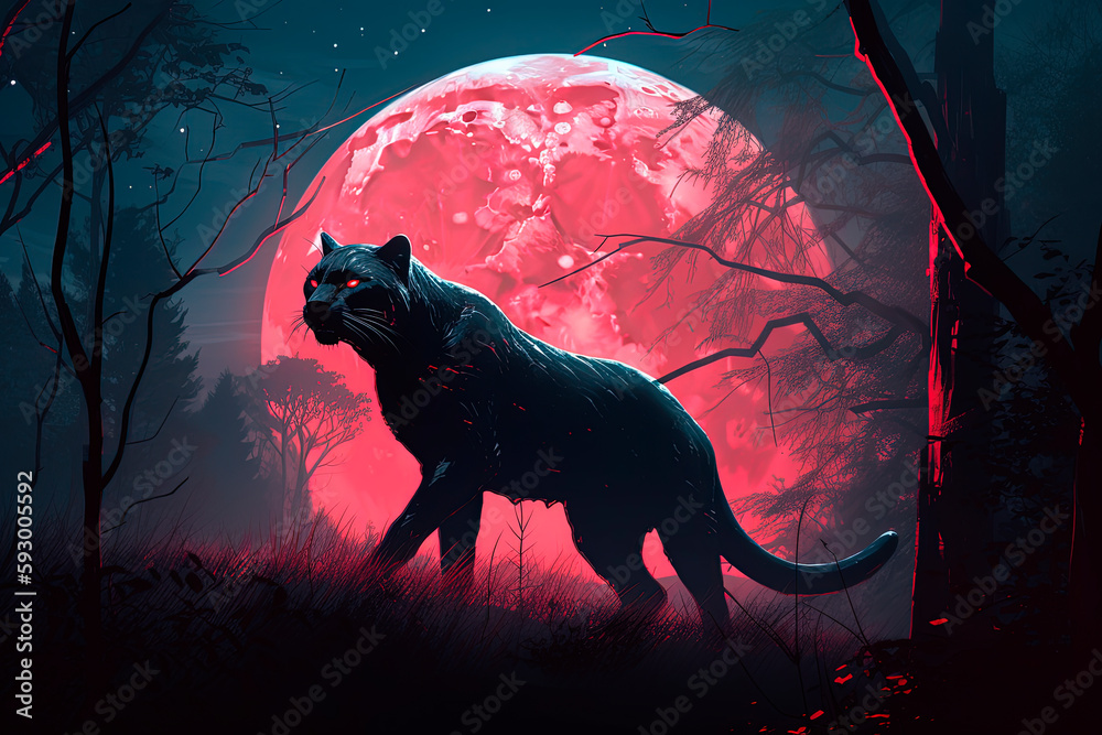 A black panther with red eyes. Generative AI Stock-Illustration | Adobe  Stock