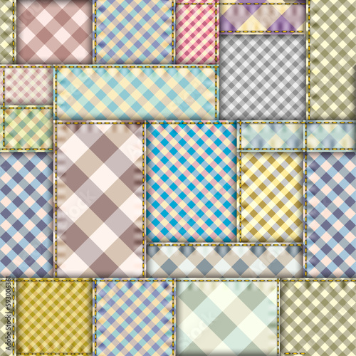 Geometric abstract pattern. Textile patchwork plaid style. Seamless vector pattern.