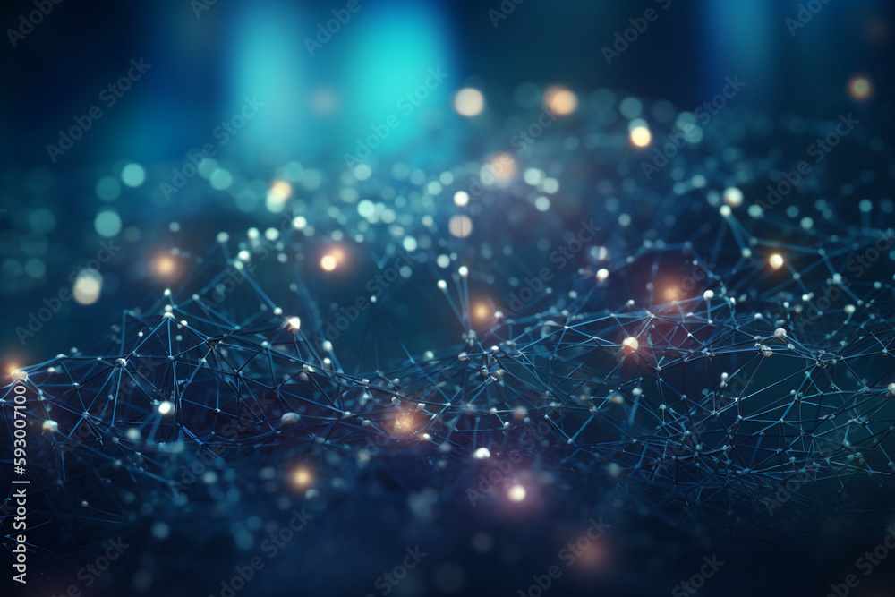 Abstract representation of a global network with vibrant tones - network, Deep Blue background, Technology background, Business concept, digital background, bokeh Generative AI Abstract representation of a global network with vibrant tones - network, Deep Blue background, Technology background, Business concept, digital background, bokeh Generative AI