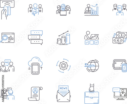 Corporation office space outline icons collection. Corporate, Office, Space, Facility, Rent, Lease, Room vector and illustration concept set. Suites, Complex, Building linear signs