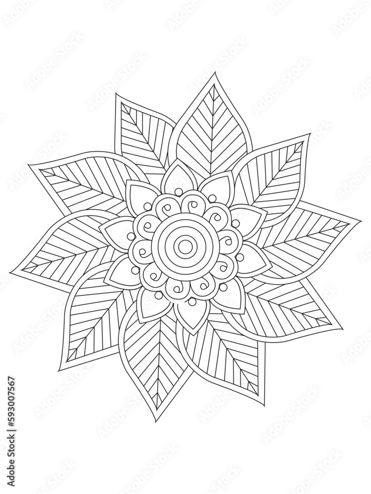 Flower Outline Illustration for Covering Book. Coloring book for kids and adults. animal Aloha Hawaii vector floral artwork. Coloring book pages for adults 