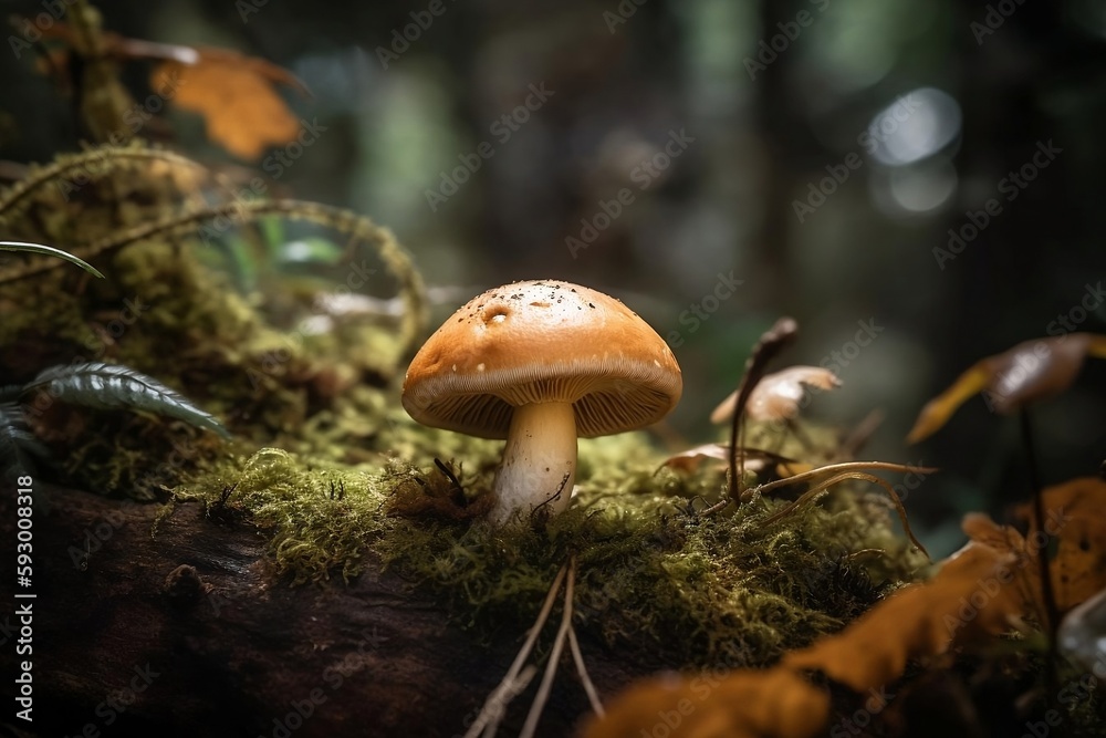 Fototapeta premium Porcini mushroom in the nature, generated image