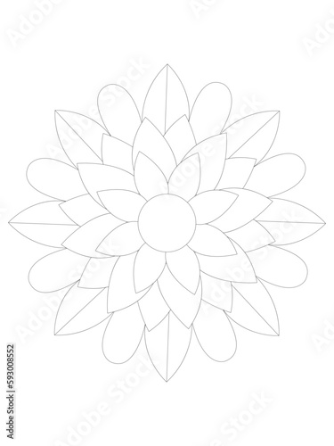  Flowers Leaves Coloring page Adult.Contour drawing of a mandala on a white background. Vector illustration Floral Mandala Coloring Pages, Flower Mandala Coloring Page, Coloring Page For Adul