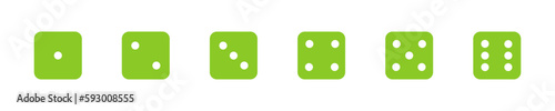 Green casino dice sign. Playing bones vector illustration. Dice vector icon.