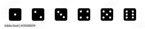 Black casino dice sign. Playing bones vector illustration. Dice vector icon.
