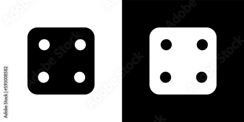 Four. Black casino dice sign. Playing bones vector illustration. Dice vector icon.