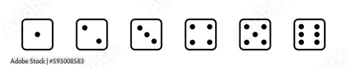 Black casino dice sign. Playing bones vector illustration. Dice vector icon.
