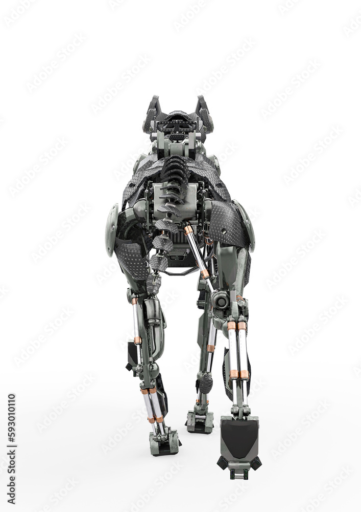 cyber dog is walking away rear view cyber dog is walking away rear view