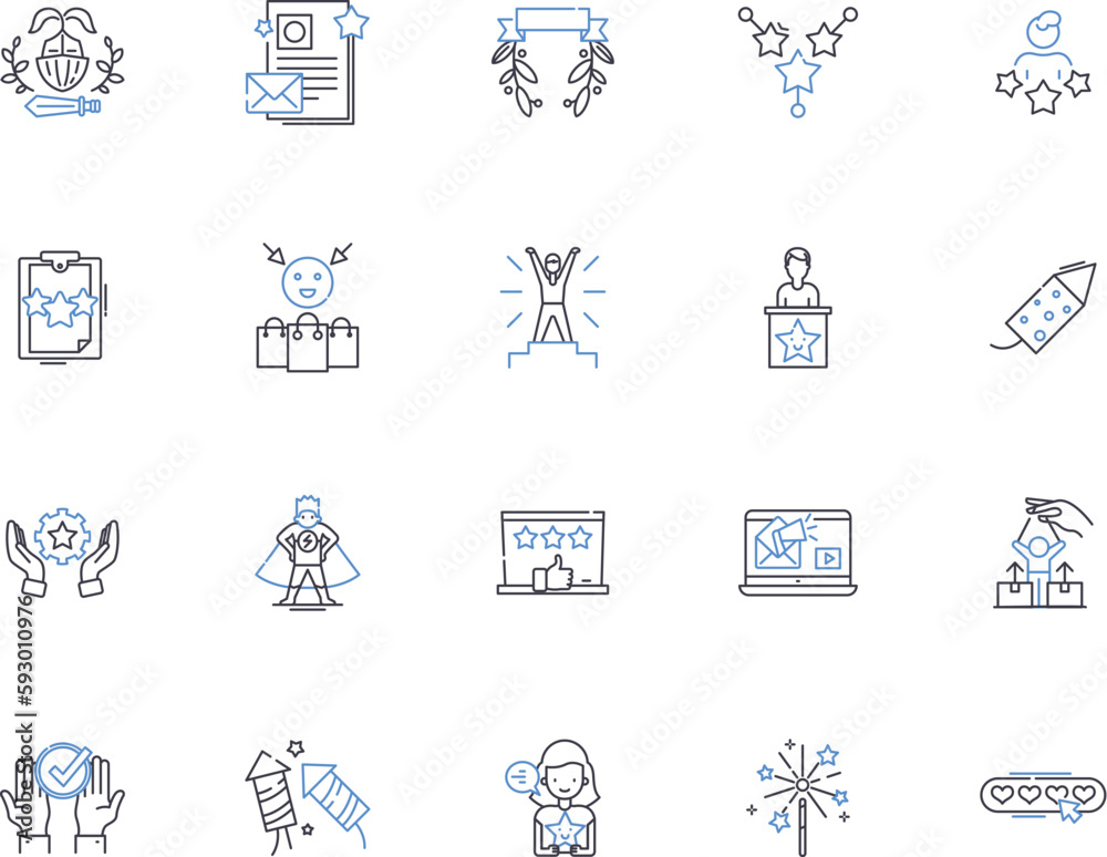 Successful people outline icons collection. Prosperous, triumphant, achieving, wealthy, victorious, winning, thriving vector and illustration concept set. booming, affluent, accomplished linear signs