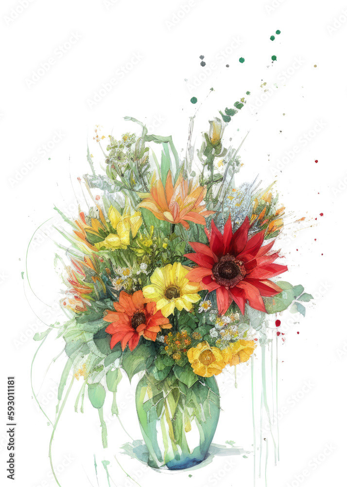 Blooming wildflowers bouquet in a glass vase