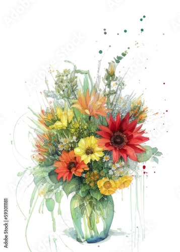 Blooming wildflowers bouquet in a glass vase