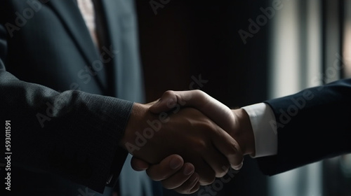 Handshake of two men at work