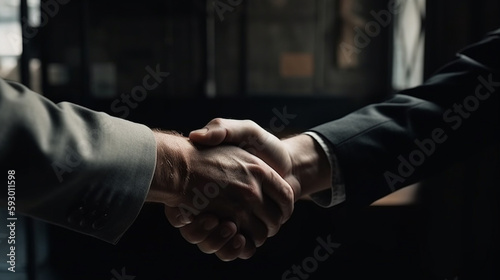 Handshake of two men at work