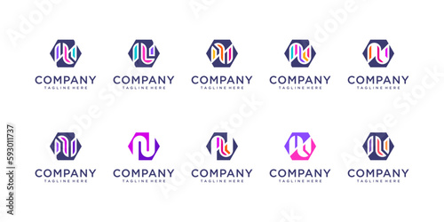 Set of letter n logo design