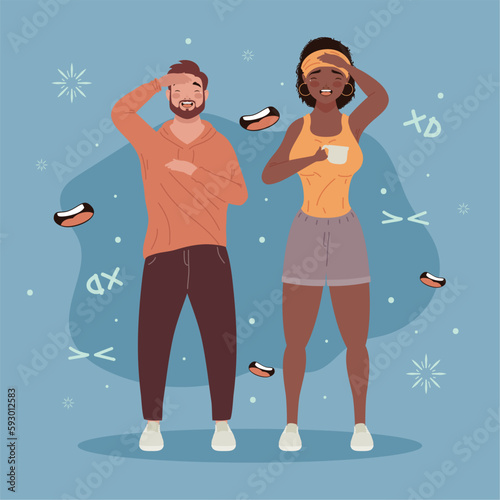interracial young couple laughing