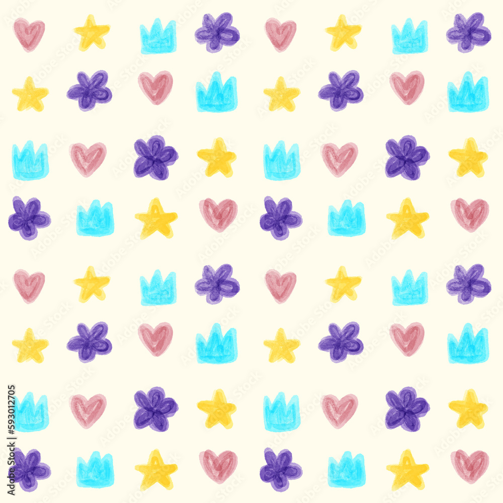 Seamless Pattern Shapes Kid Colored