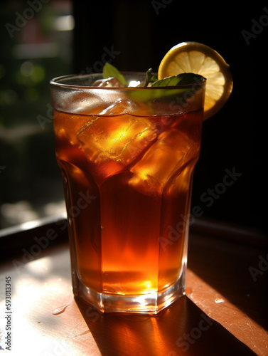 Fresh ice tea with slice le...