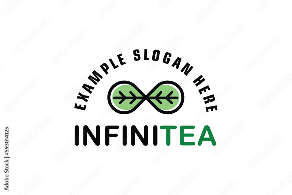 InfiniteTea Logo. Modern logo combination of infinity symbol and tea