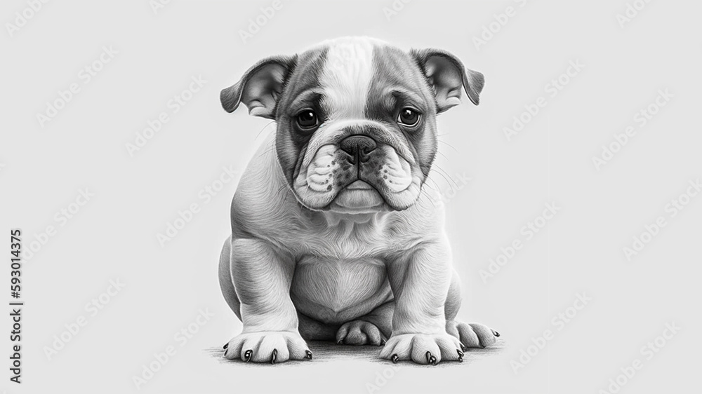 AI Generated: drawing of adorable bull dog puppy