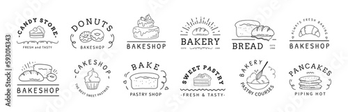 Fotografia Sweet hand drawn pastry logotype