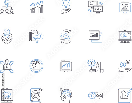 Strategy outline icons collection. Scheme, Plan, Method, Design, Policy, Idea, Concept vector and illustration concept set. Procedure, Process, Game linear signs
